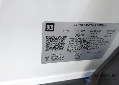 2024 Chevrolet Trax Activ z USA, uszkodzony, nr VIN KL77LKE26RC219212